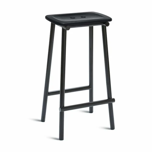 Stołek barowy z jesionowym siedziskiem, Tubby Tube Black 75 - PLEASE WAIT to be SEATED