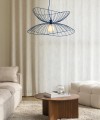 Metalowa lampa wisząca o falującym kształcie Ray 70, niebieska - Globen Lighting