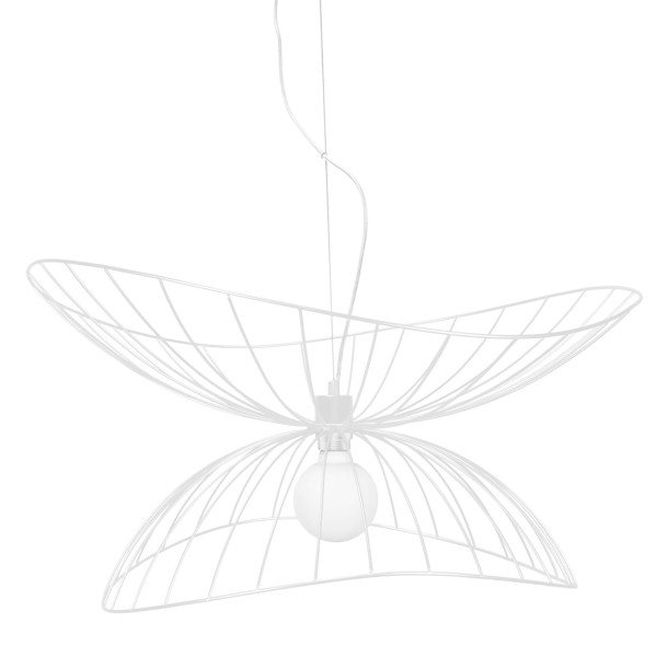 Metalowa lampa wisząca o falującym kształcie Ray 70, biała - Globen Lighting