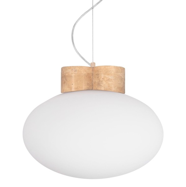 Designerska lampa wisząca szklana z trawertynową oprawką Mammut 30 - Globen Lighting