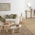 Nowoczesna konsola z nieregularnym blatem Olao, ivory - Atmosphera