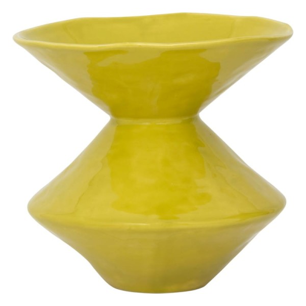Geometryczny wazon ceramiczny Zale, limonkowy żółty - UNC