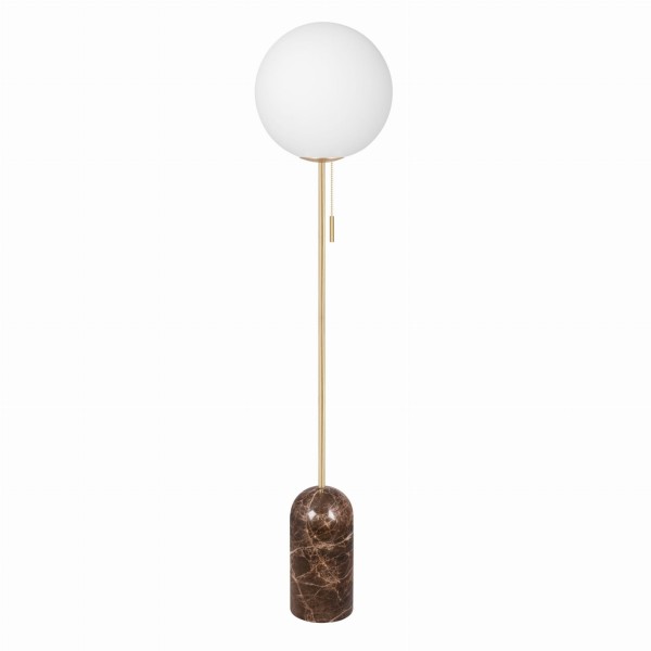 Lampa podłogowa marmurowa ze szklaną kulą Torrano, brązowa - Globen Lighting