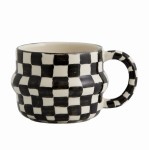 Kubki z kamionki w kratkę Ysia Black 300 ml, 4 szt - Nordal