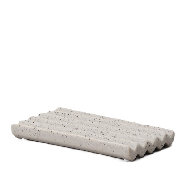 Ceramiczna mydelniczka z rowkami Amalie Rosalie 8 x 15 cm, terrazzo - Nordal