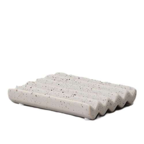 Ceramiczna mydelniczka z rowkami Amalie Rosalie 8 x 10 cm, terrazzo - Nordal