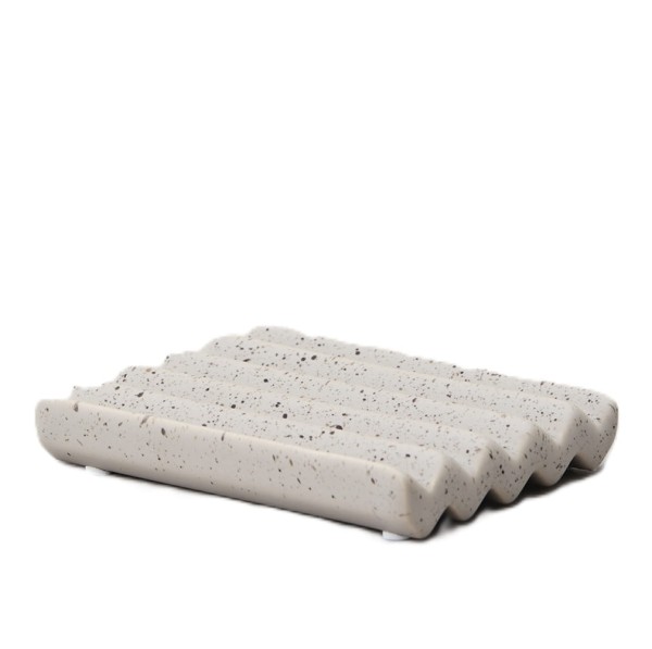 Ceramiczna mydelniczka z rowkami Amalie Rosalie 8 x 10 cm, terrazzo - Nordal