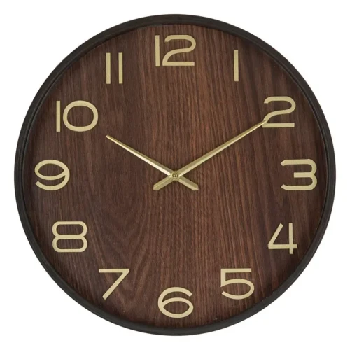 Dekoracyjny zegar na ścianę MDF 38 cm, brązowy - Atmosphera