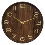 Duży dekoracyjny zegar na ścianę MDF 55 cm, brązowy - Atmosphera