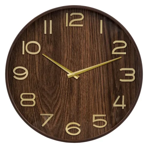 Duży dekoracyjny zegar na ścianę MDF 55 cm, brązowy - Atmosphera
