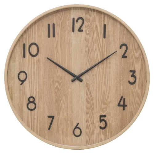 Duży dekoracyjny zegar na ścianę MDF 55 cm, naturalny - Atmosphera