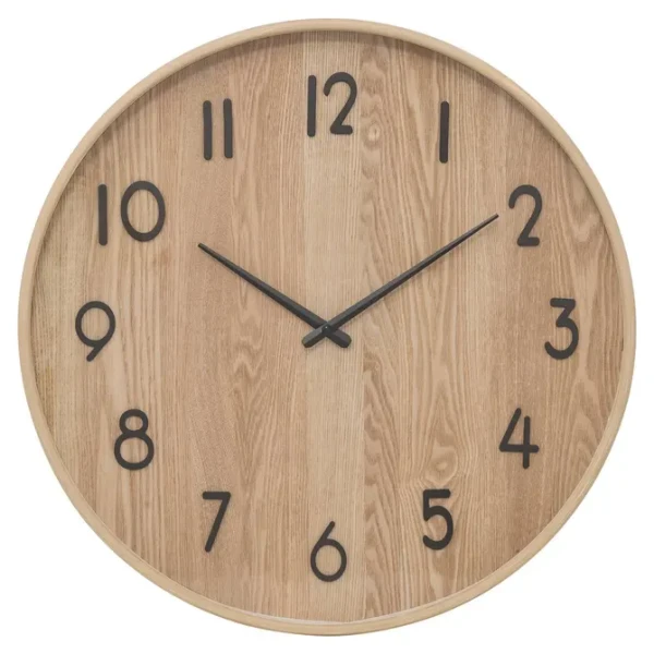 Duży dekoracyjny zegar na ścianę MDF 55 cm, naturalny - Atmosphera