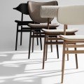 Designerskie krzesło drewniane ze skórzanym siedziskiem i oparciem Totem Black - NORR11