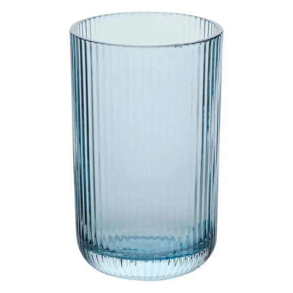 Wysoka szklanka z ryflowanego szkła Ema 430 ml, niebieska, 6 szt - Atmosphera
