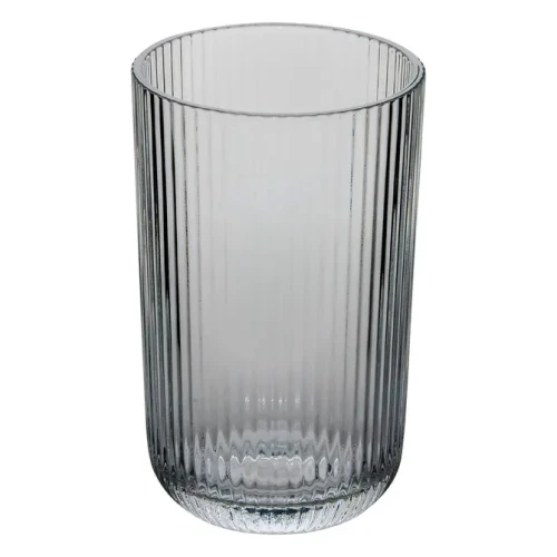 Wysoka szklanka z ryflowanego szkła Ema 430 ml, szara - Atmosphera