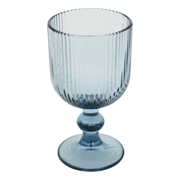 Kieliszek do wina z ryflowanego szkła Ema 250 ml, niebieski, 6szt - Atmosphera