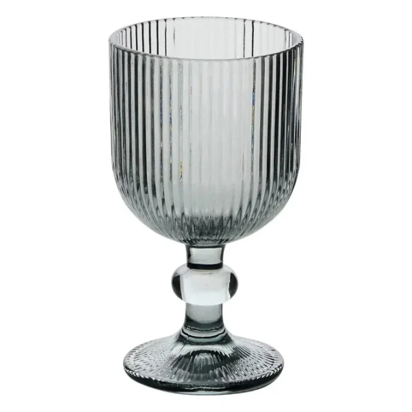 Kieliszek do wina z ryflowanego szkła Ema 250 ml, szary, 6szt - Atmosphera