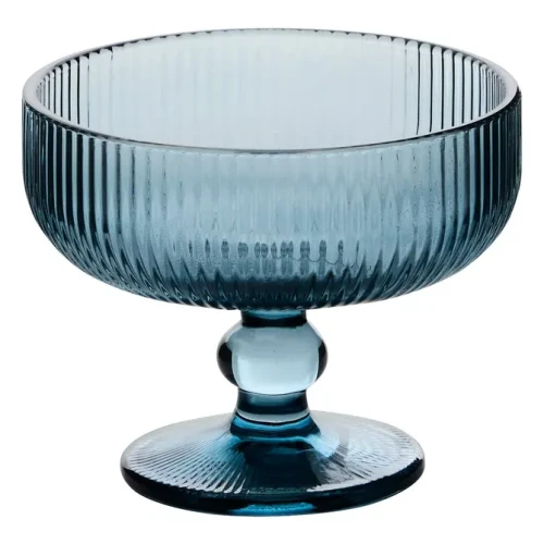 Pucharki do deserów z ryflowanego szkła Ema 340 ml, niebieskie, 2 szt - Atmosphera