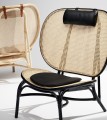Rattanowy fotel z poduszką ze skóry Nomad bambus Natural skóra Cognac NORR11