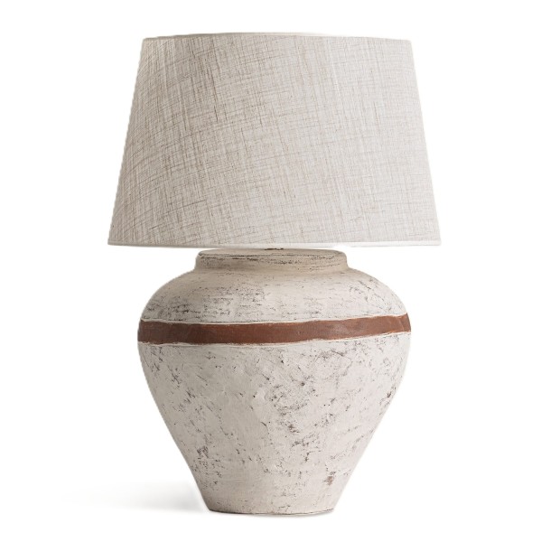Duża lampa stołowa z terakoty z dekoracyjnym pasem 84cm - Vical