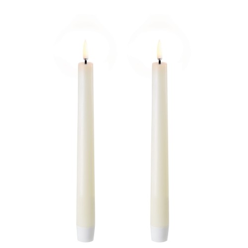 Świeca stożkowa 20 Led na baterie z ruchomym płomieniem, Ivory, 2pak - Uyuni