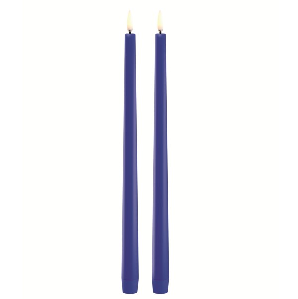 Długie świece stożkowe 32 na baterie z ruchomym płomieniem LED, Royal Blue, 2 pak - Uyuni