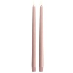 Długie świece stożkowe 32 na baterie z ruchomym płomieniem LED, Rose Powder, 2 pak - Uyuni