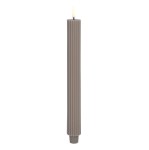 Rowkowane świece stożkowe 25,5 cm, LED na baterie z ruchomym płomieniem, Sandstone, 2 pak - Uyuni