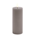 Rowkowana świeca walec 15 cm, LED na baterie z ruchomym płomieniem, Sandstone - Uyuni