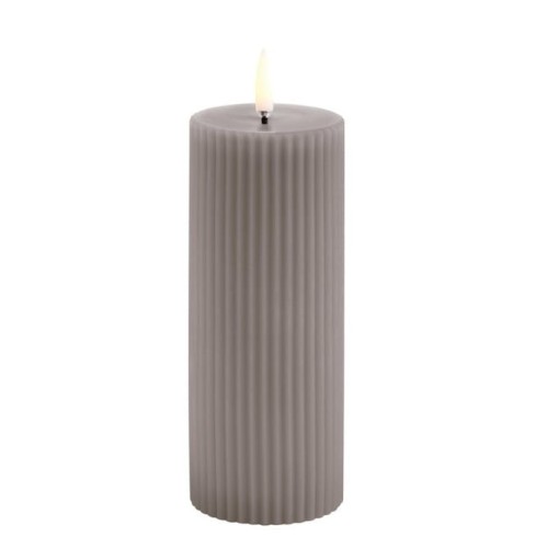 Rowkowana świeca walec 15 cm, LED na baterie z ruchomym płomieniem, Sandstone - Uyuni