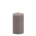 Rowkowana świeca walec 10 cm, LED na baterie z ruchomym płomieniem, Sandstone - Uyuni