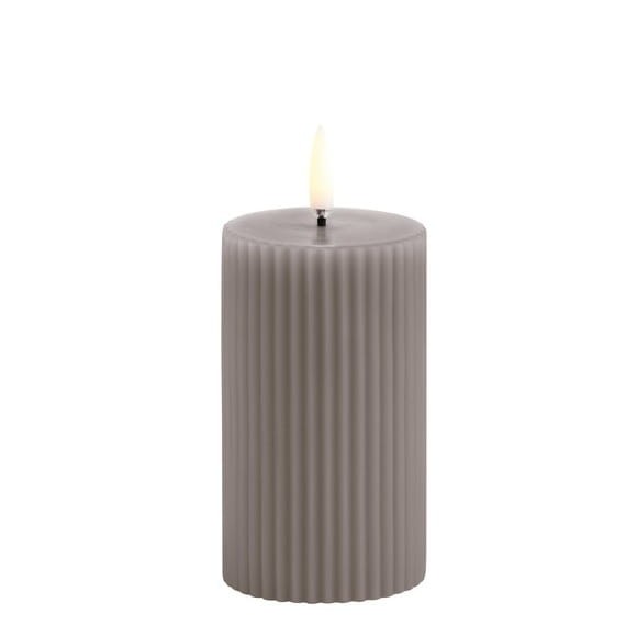 Rowkowana świeca walec 10 cm, LED na baterie z ruchomym płomieniem, Sandstone - Uyuni