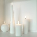 Rowkowana świeca walec 4,5 cm, LED na baterie z ruchomym płomieniem, biel Nordic - Uyuni