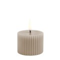 Rowkowana świeca walec 4,5 cm, LED na baterie z ruchomym płomieniem, Sandstone - Uyuni