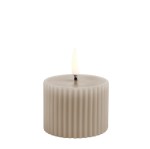 Rowkowana świeca walec 4,5 cm, LED na baterie z ruchomym płomieniem, Sandstone - Uyuni