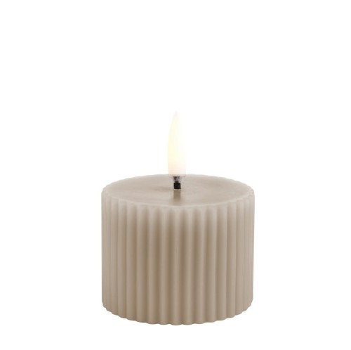 Rowkowana świeca walec 4,5 cm, LED na baterie z ruchomym płomieniem, Sandstone - Uyuni