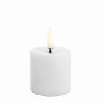 Świeca walec LED na baterie z ruchomym płomieniem Melted Pillar 5x4,5, biała - Uyuni