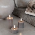 Świeca walec LED na baterie z ruchomym płomieniem Melted Pillar 5x14,5, Sandstone - Uyuni