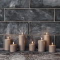 Świeca walec Outdoor zewnętrzna LED z ruchomym płomieniem 8,4x10 cm, Sandstone - Uyuni