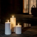 Świeca walec Outdoor zewnętrzna LED z ruchomym płomieniem 8,4x10 cm, biała - Uyuni