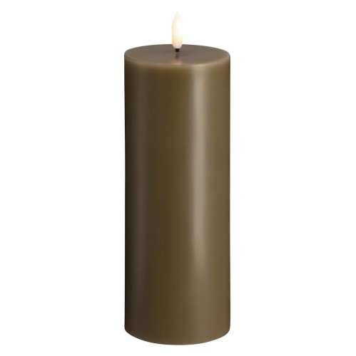 Świeca woskowa LED walec Silk 7,4 x 20 cm, Dark Sand - Moods and More