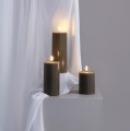 Świeca woskowa LED walec Silk 7,4 x 20 cm, Dark Sand - Moods and More