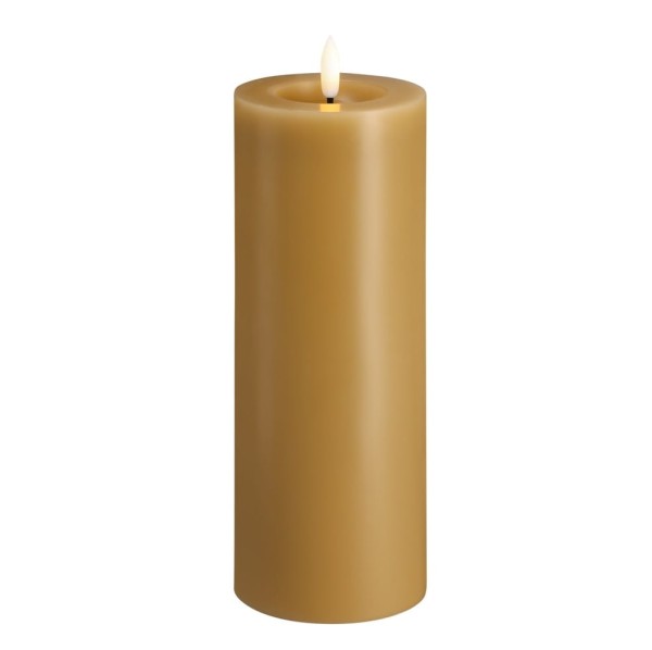 Świeca woskowa LED walec Silk Melted 7,4 x 20 cm, Honey Mustard - Moods and More
