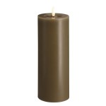 Świeca woskowa LED walec Silk Melted 7,4 x 20 cm, Dark Sand - Moods and More