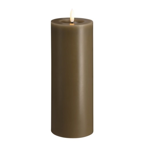 Świeca woskowa LED walec Silk Melted 7,4 x 20 cm, Dark Sand - Moods and More