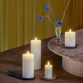 Świeca woskowa LED walec Silk Melted 7,4 x 20 cm, Ivory - Moods and More