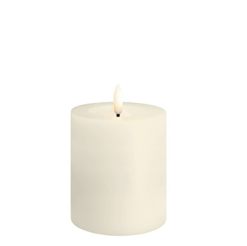 Świeca woskowa LED walec Silk Melted 7,4 x 10 cm, Ivory - Moods and More