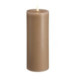 Świeca woskowa LED walec Silk Melted 7,4 x 20 cm, Sand - Moods and More
