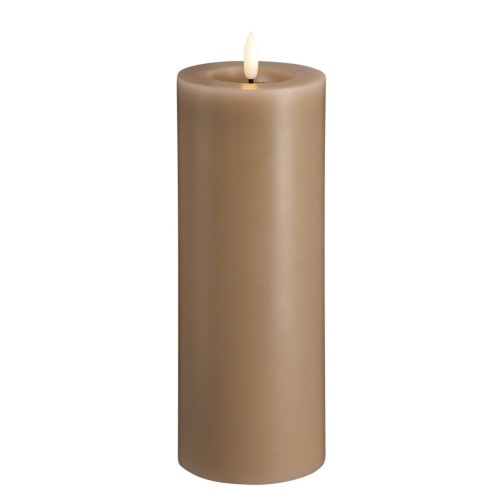 Świeca woskowa LED walec Silk Melted 7,4 x 20 cm, Sand - Moods and More