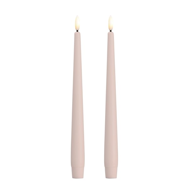 Świeca woskowa na baterie stożkowa Led Silk Slim 25, blady róż, 2 szt - Moods and More